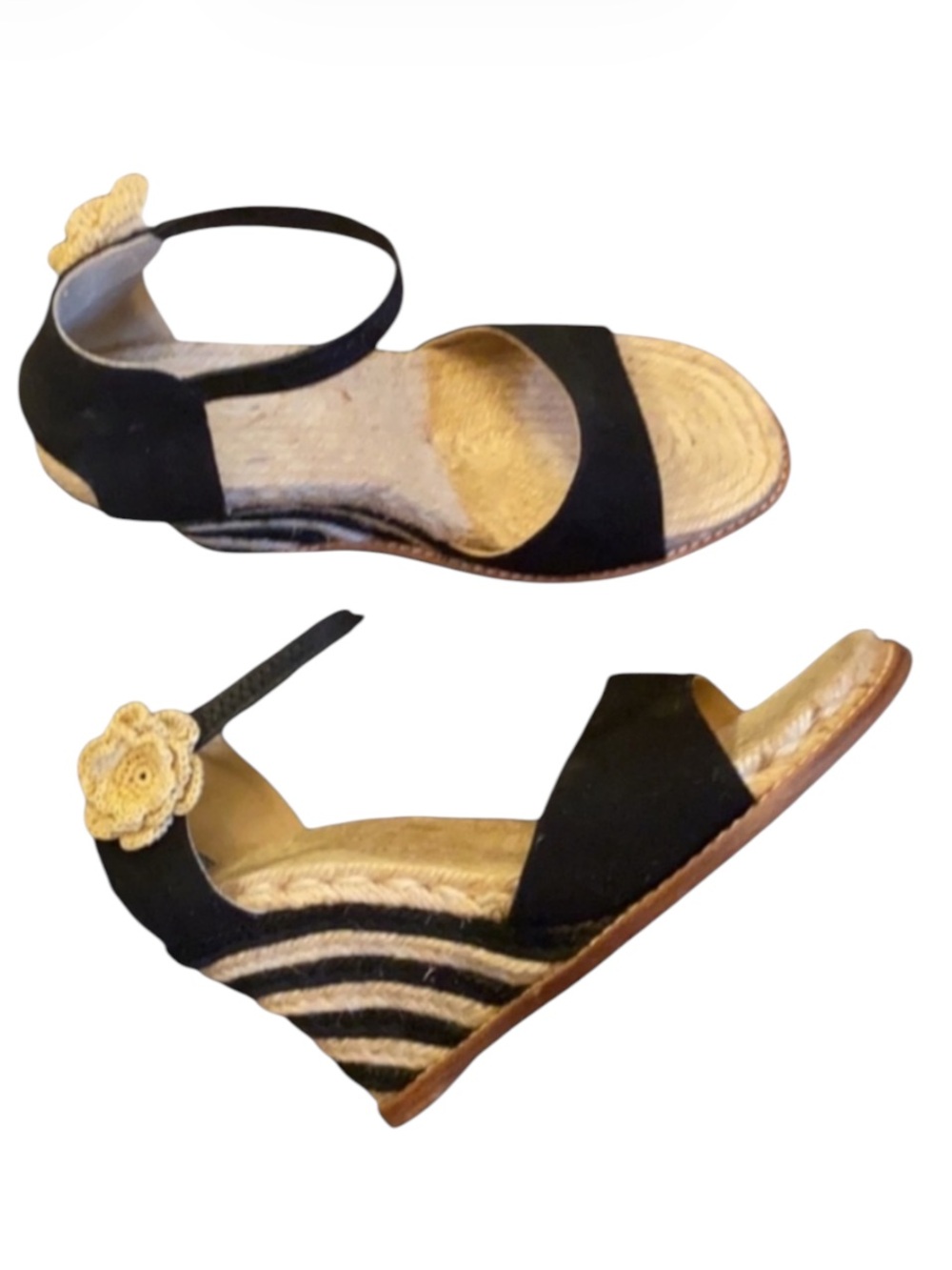 Y2K KATE SPADE Grenada Black Canvas Espadrille Wedge Heel Sandals ⭐️⭐️⭐️⭐️⭐️